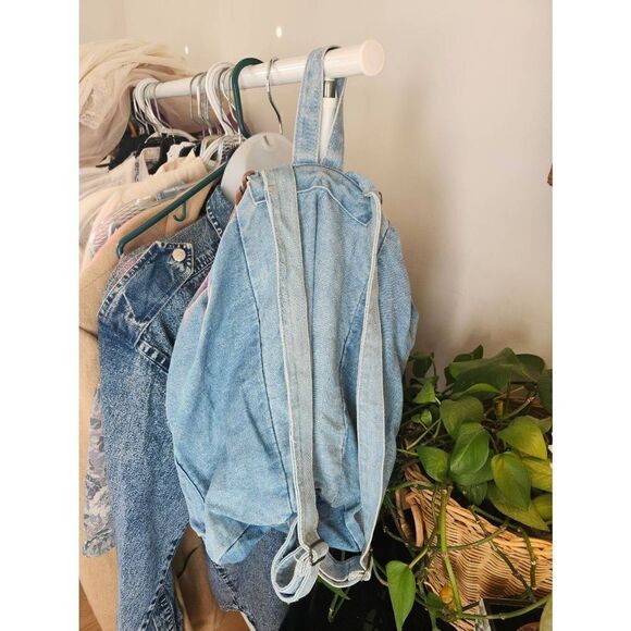 90s Denim Backpack Rucksack Jean Y2K - Picture 8 of 9